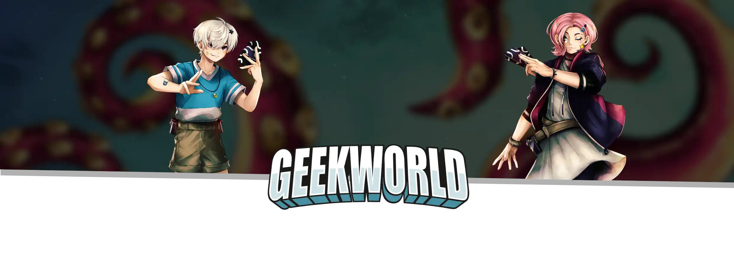 Two Geekworld Character playing TCG