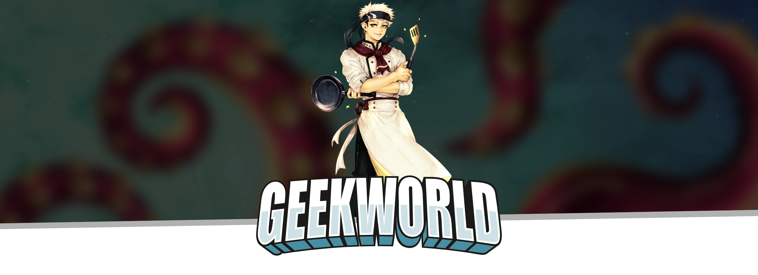 Two Retro Toys Character and Geekworld Logo