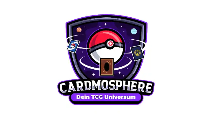logo cardmosphere mit einem pokeball in der mitte
