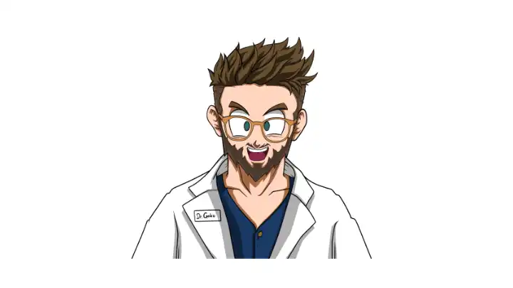 Händler dr. Goku zeigt einen Anime-Charakter der wie ein Arzt aussieht