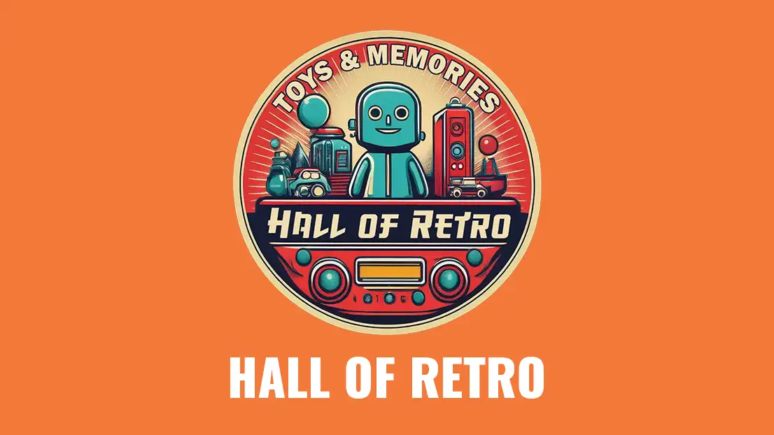 Hall of Retro_16-9 Logo Banner mit sweet Robot und Schriftzug